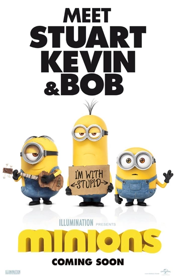 Poster Minions với Stuart Kevin Bob trong Minions 3 binh đoàn màu vàng