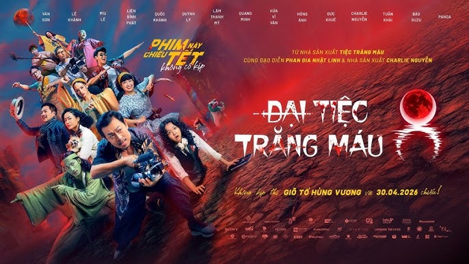 Poster Đại tiệc trăng máu 8 với dàn diễn viên và nội dung châm biếm ngành phim